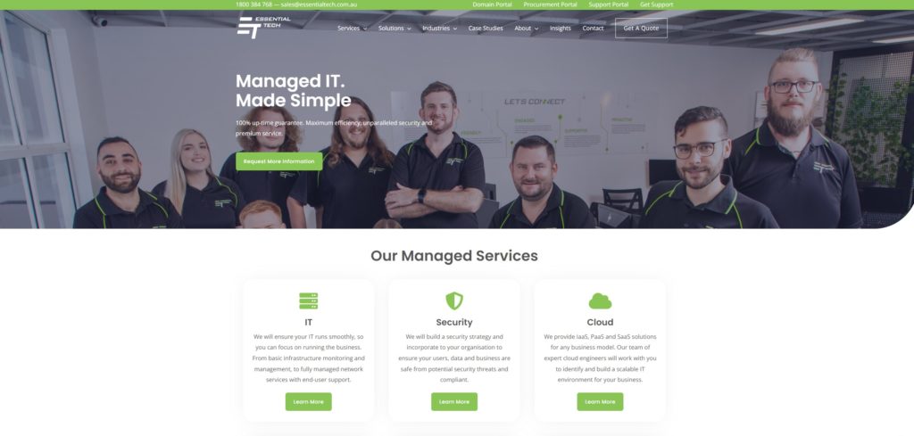 Essential Tech Main page website