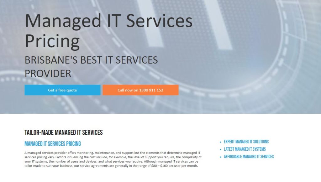 Comparing managed IT services prices Brisbane