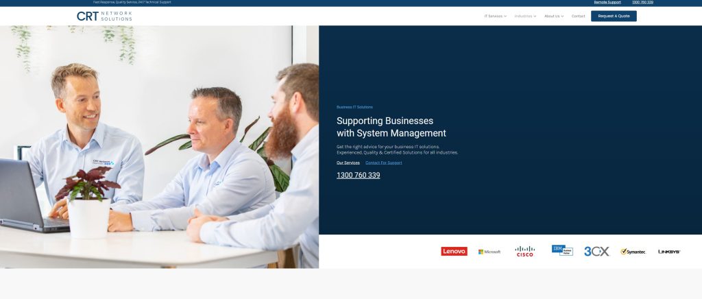 CRT Network Solutions website main page