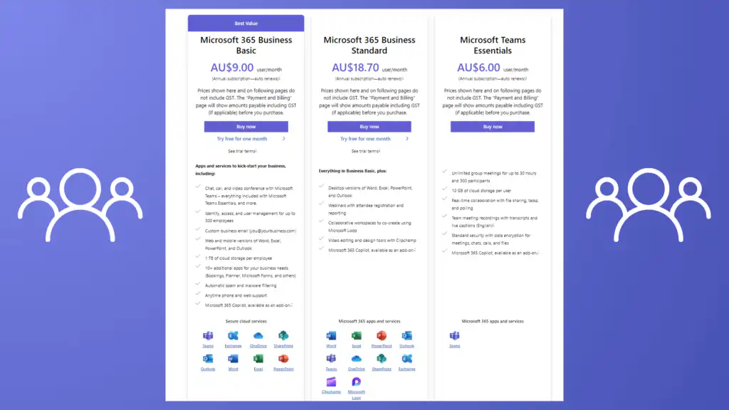 Microsoft Teams for business Pricing