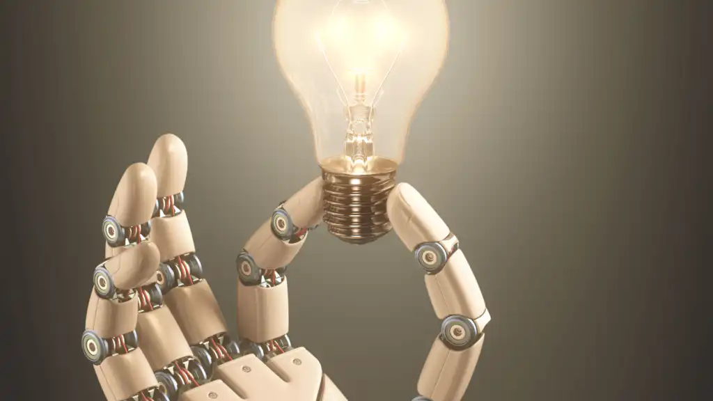 robot's hand holding a lamp