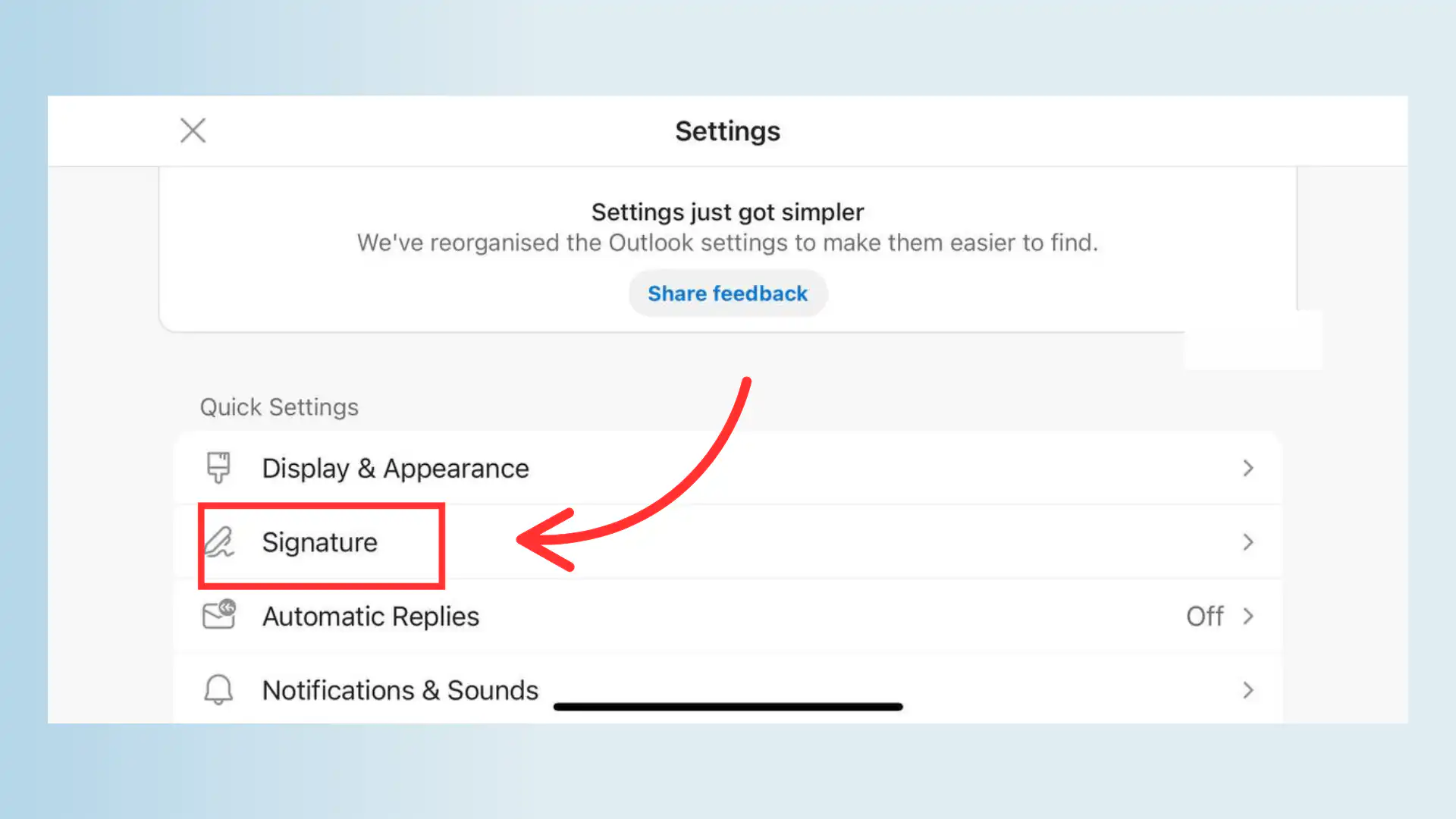 Outlook iPhone App Signature
