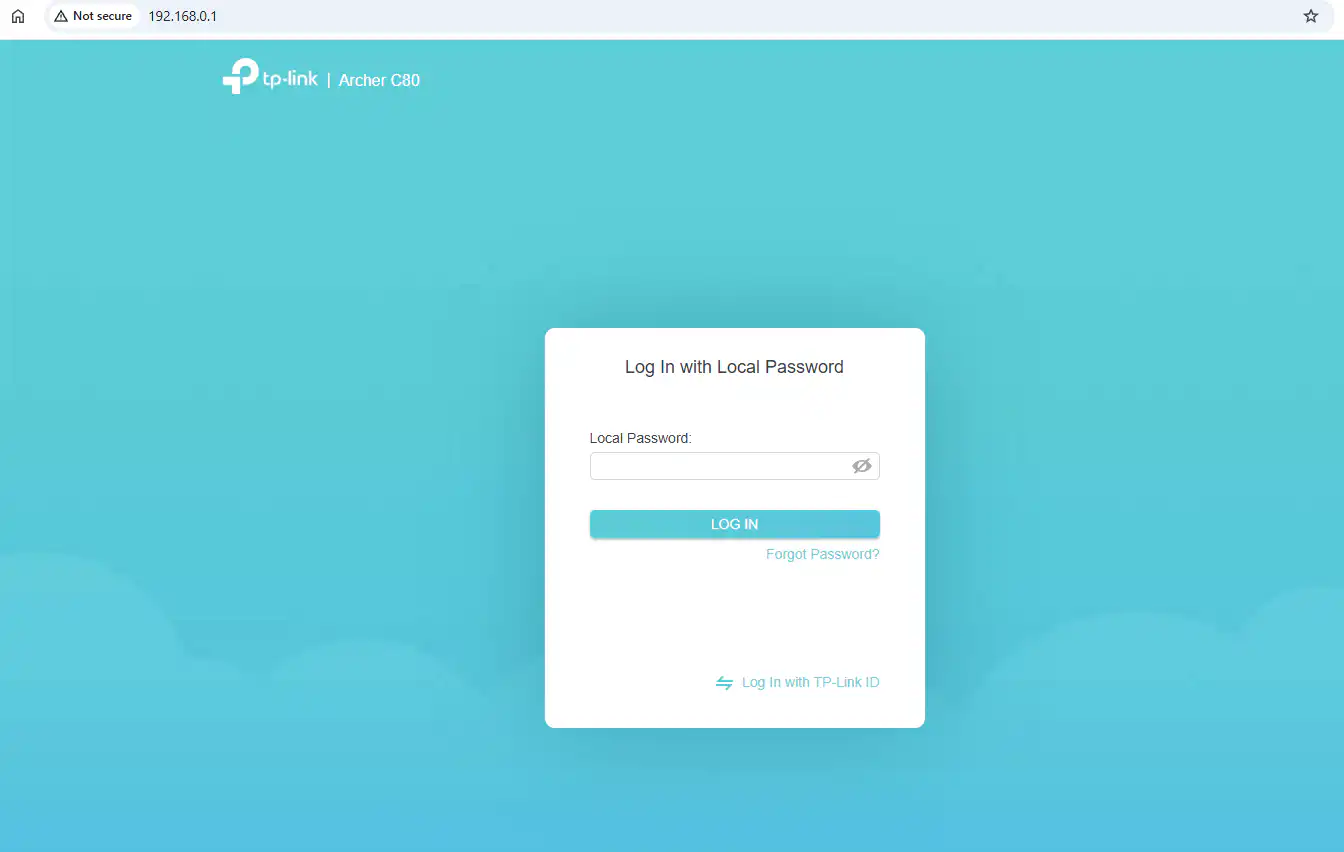 TP Link Router access screen