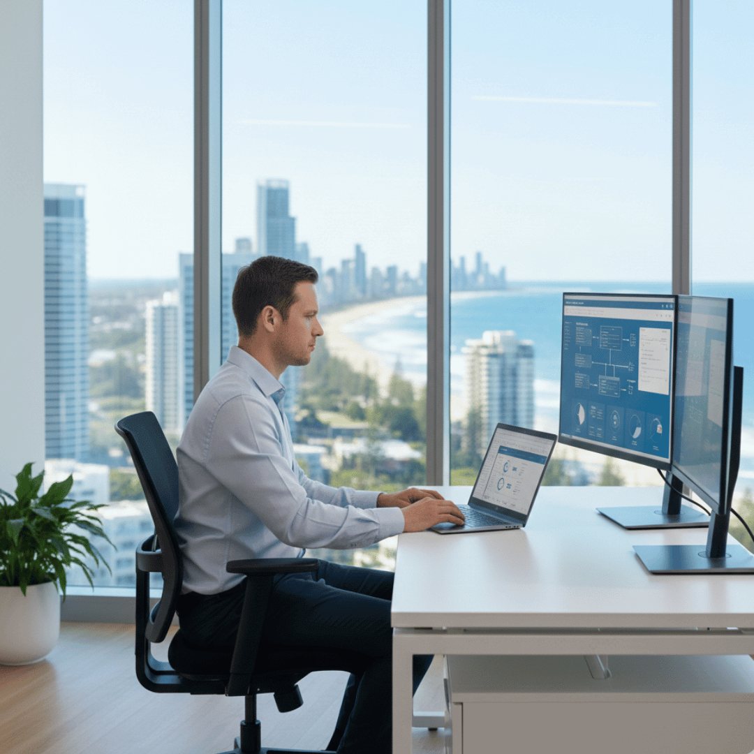 Office with the Gold Coast Surfers Paradise view